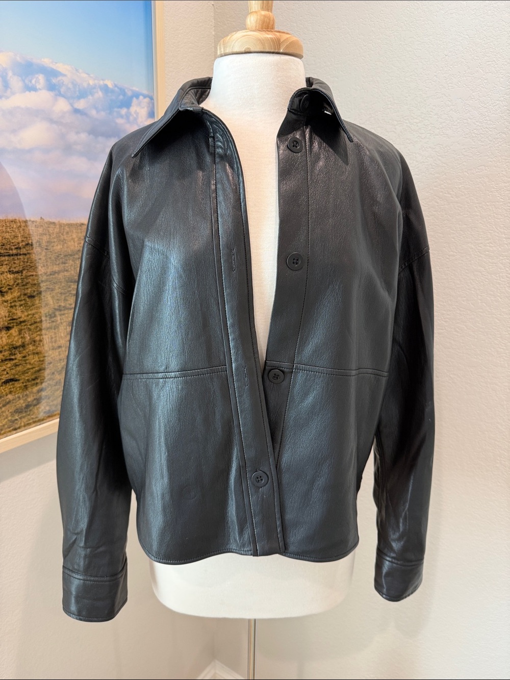 Babaton Black Faux Leather Jacket - Small
